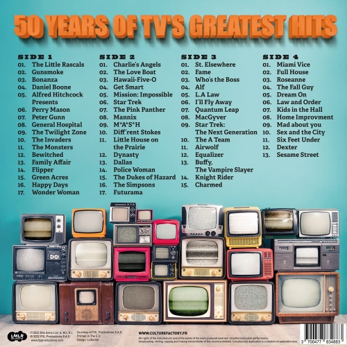 Картинка 50 Years Of TV's Greatest Hits 62 Of The Best Themes Soundtracks Splatter Vinyl (2LP) Culture Factory Music 402143 3700477834883 фото 3