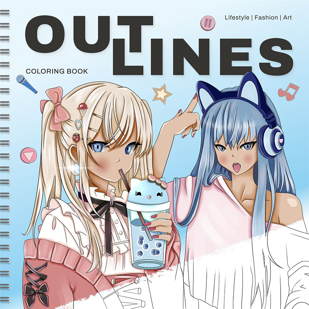 Раскраска скетчбук OUTLINES Anime Teens Аниме и манга OUTLINES купить  недорого