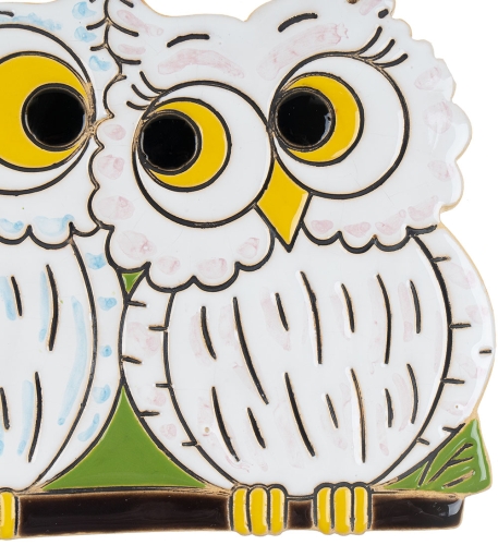 Картинка Панно Белые совы на ветке керамическое декоративное авторской ручной работы КМ Ариадна КМА-ПД-07 2424680005175 фото 4