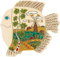 Картинка Панно Рыба Мельница береза декоративное авторской ручной работы КМ Ариадна КМА-ПД-31 2424680005557
