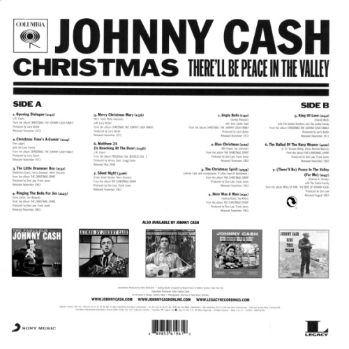 Картинка Johnny Cash Christmas There'll Be Peace In The Valley (LP) Columbia 398348 0889853619610 фото 2