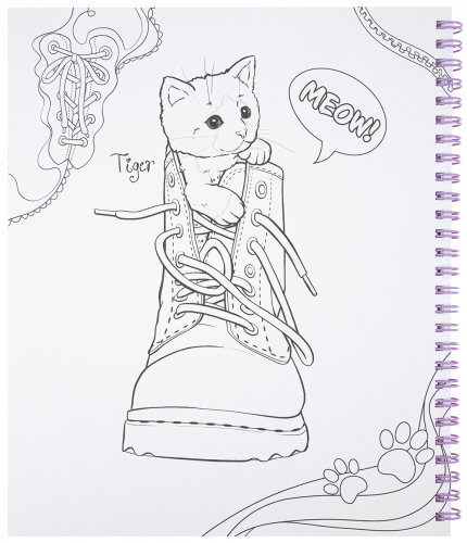 Картинка Альбом для творчества и рисования с нашивкой аппликацией в виде котенка TOPModel Colouring Book CAT Топ Модель Котенок раскраска для девочек 0411450 4010070575519 фото 8