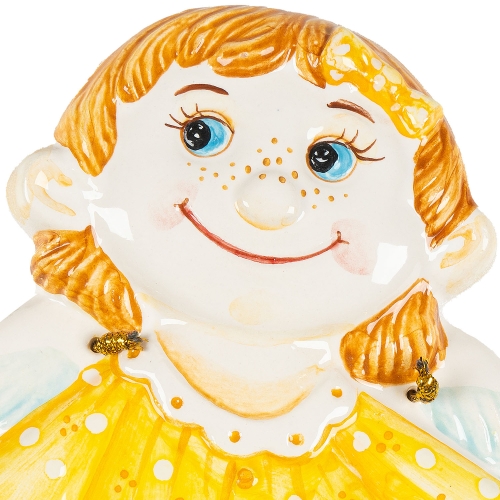Картинка Панно декоративное Ангелочек с мишкой в желтом платье керамическое авторской ручной работы КМ Ариадна КМА-ПД-85 2424680008329 фото 7