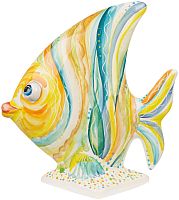 Картинка Фигурка большая на подставке Рыба полосы керамическая декоративная авторской ручной работы КМ Ариадна КМА-ФД-12 2424680005786