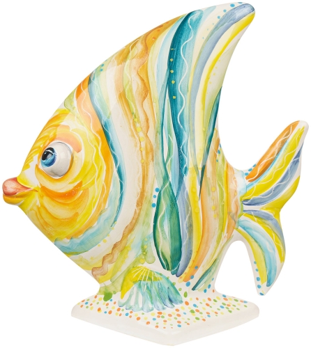 Картинка Фигурка большая на подставке Рыба полосы керамическая декоративная авторской ручной работы КМ Ариадна КМА-ФД-12 2424680005786
