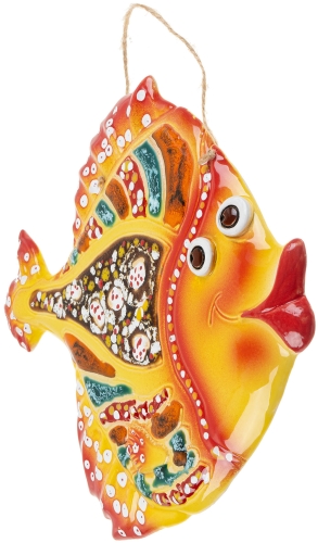 Картинка Панно Рыба Чудо-Юдо керамическое декоративное авторской ручной работы КМ Ариадна КМА-ПД-15 2424680005250 фото 3