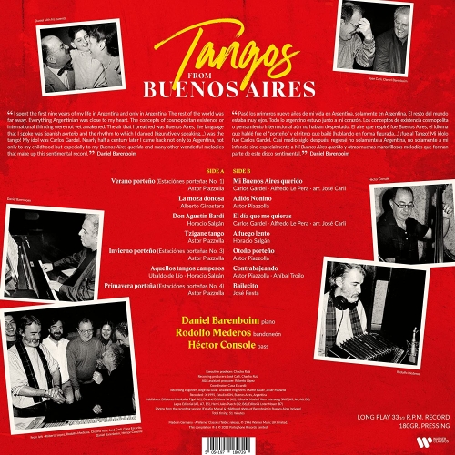 Картинка Tangos From Buenos Aires Barenboim Piazzolla (LP) Warner Classics 401560 5054197180729 фото 2