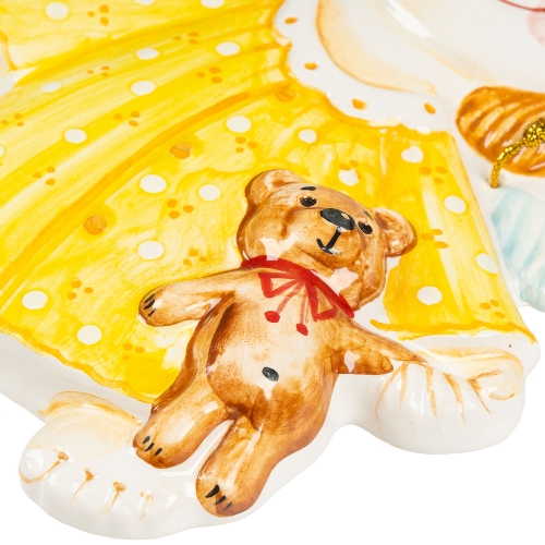 Картинка Панно декоративное Ангелочек с мишкой в желтом платье керамическое авторской ручной работы КМ Ариадна КМА-ПД-85 2424680008329 фото 6