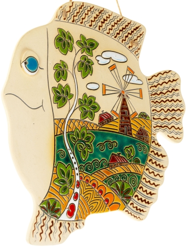 Картинка Панно Рыба Мельница береза декоративное авторской ручной работы КМ Ариадна КМА-ПД-31 2424680005557 фото 2