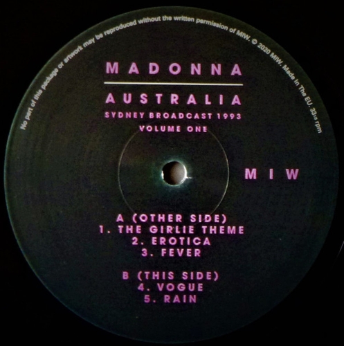 Картинка Madonna Australia Sydney Broadcast 1993 Volume One (2LP) MIW Music 400650 803343239522 фото 7
