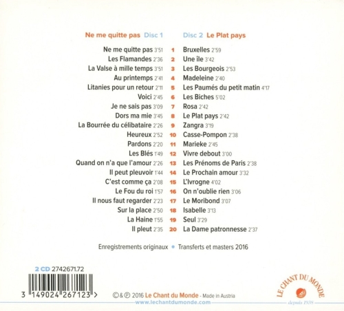 Картинка Jacques Brel Ne Me Quitte Pas - Le Plat Pays (2CD) Le Chant Du Monde Music 400138 3149024267123 фото 2