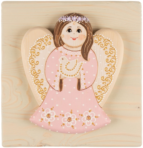 Картинка Панно из дерева Ангел в розовом платье с голубем (683104) Мастерская подарков 683104 2424680006059