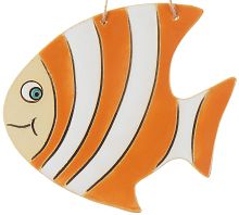 Картинка Панно Рыба полосатик оранжевая керамическое декоративное авторской ручной работы КМ Ариадна КМА-ПД-43 2424680005724