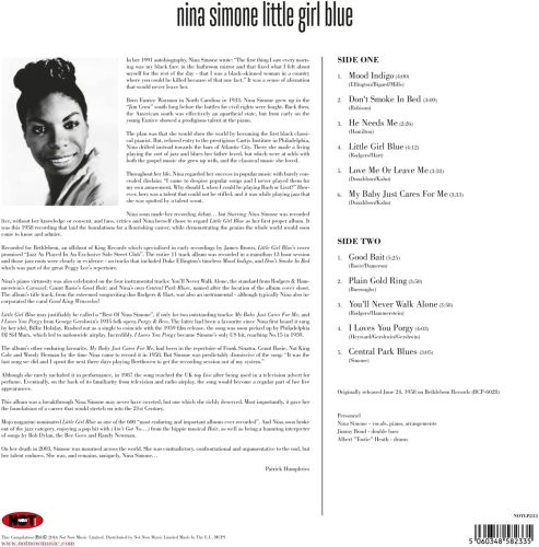 Картинка Nina Simone Little Girl Blue Синий винил (LP) Not Now Music 401544 5060348582335 фото 3
