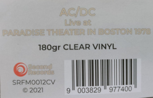 Картинка AC/DC Live at Paradise Theatre Boston 1978 Clear Vinyl (LP) Second Records 401781 9003829977400 фото 3