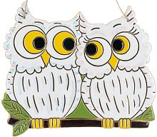 Картинка Панно Белые совы на ветке керамическое декоративное авторской ручной работы КМ Ариадна КМА-ПД-07 2424680005175