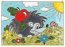 Картинка Панно Еж с яблоком керамическое декоративное авторской ручной работы КМ Ариадна КМА-ПД-22 2424680005403