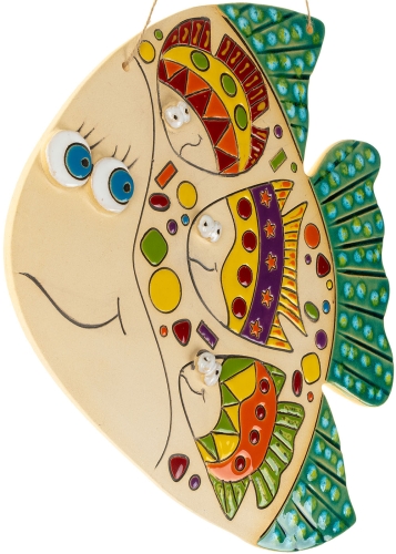 Картинка Панно Рыба Семья рыб зеленая декоративное авторской ручной работы КМ Ариадна КМА-ПД-28 2424680005526 фото 2