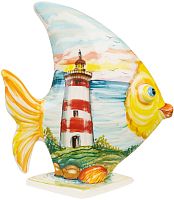Картинка Фигурка большая на подставке Рыба Маяк керамическая декоративная авторской ручной работы КМ Ариадна КМА-ФД-16 2424680005823