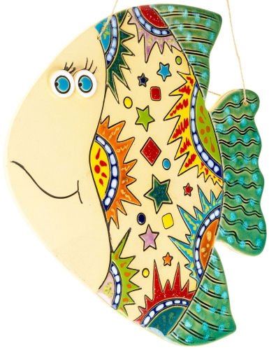 Картинка Панно Рыба Звезды зеленая декоративное авторской ручной работы КМ Ариадна КМА-ПД-27 2424680005519 фото 2