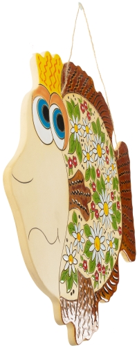 Картинка Панно большое декоративное Рыба Королева цветы керамическое авторской ручной работы КМ Ариадна КМА-ПД-57 2424680006479 фото 2