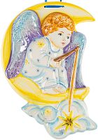 Картинка Панно Ангел на месяце с удочкой керамическое декоративное авторской ручной работы КМ Ариадна КМА-ПД-60 2424680006530