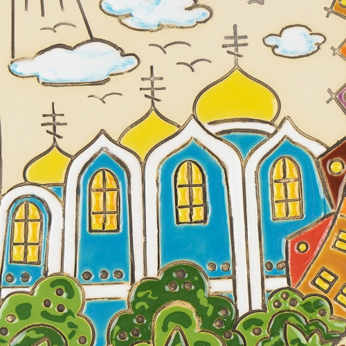 Картинка Панно Рыба Храм синий керамическое декоративное авторской ручной работы КМ Ариадна КМА-ПД-38 2424680005625 фото 3