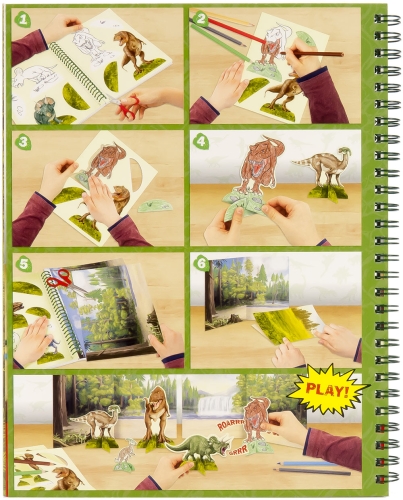 Картинка Альбом для игр и раскрашивания Динозавры с картонными фигурками Dino World Activity Book 046640/006640 4010070349127 фото 2