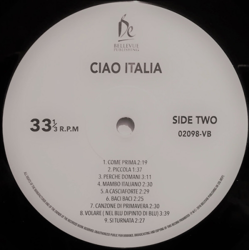 Картинка Ciao Italia Great Songs Of Italy Various Artists (LP) Bellevue 398719 5711053020987 фото 4