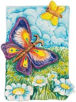 Картинка Панно Бабочка с ромашками керамическое декоративное авторской ручной работы КМ Ариадна КМА-ПД-36 2424680005601
