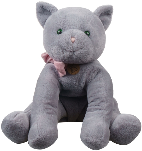 Картинка Мягкая игрушка Кот 60 см (серый/розовый бант) (Лапкин) Lapkin AT365139 4627093651399