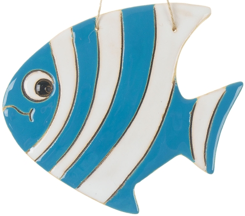 Картинка Панно Рыба полосатик голубая керамическое декоративное авторской ручной работы КМ Ариадна КМА-ПД-46 2424680005755