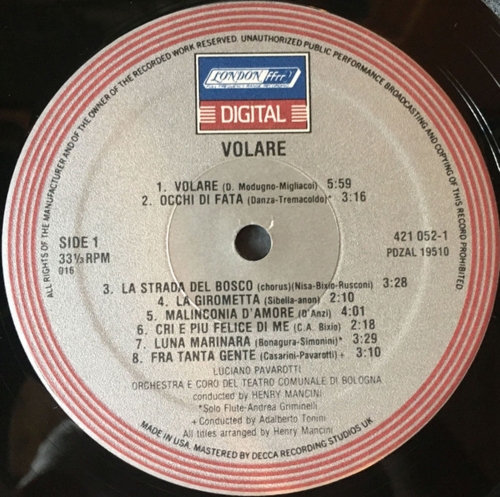 Картинка Luciano Pavarotti Volare Henry Mancini Cut Out Vinyl (LP) London Records 401890 028942105218 фото 5