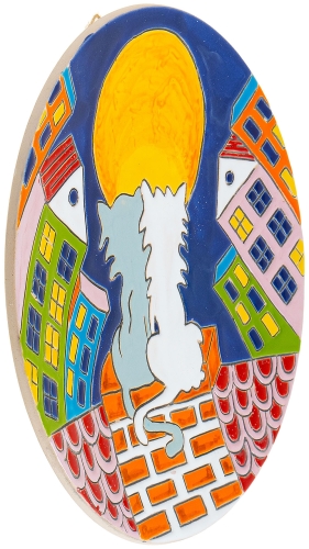 Картинка Тарелка панно Коты на крыше керамическая декоративная авторской ручной работы КМ Ариадна КМА-ТД-01 2424680005007 фото 2