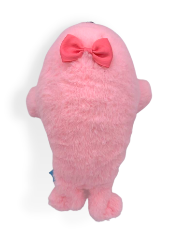 Картинка Мягкая игрушка Нерпа Пушистик розовый макси 28 см с цветным бантом Mimis Mi196 4687202758852 фото 4