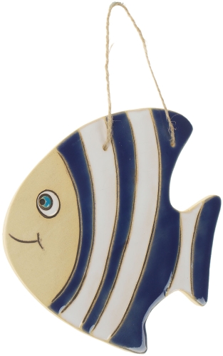 Картинка Панно Рыба полосатик синяя керамическое декоративное авторской ручной работы КМ Ариадна КМА-ПД-45 2424680005748 фото 2