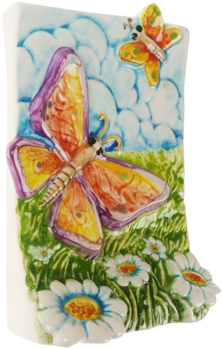 Картинка Панно Бабочка с ромашками керамическое декоративное авторской ручной работы КМ Ариадна КМА-ПД-36 2424680005601 фото 5