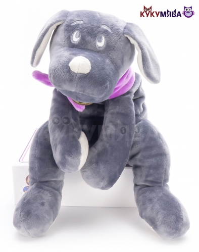 Картинка Игрушка мягкая Собака 30 см (серая/фиолетовая) Lapkin AT365209 4627093652099 фото 6
