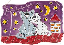 Картинка Панно Коты на крыше керамическое декоративное авторской ручной работы КМ Ариадна КМА-ПД-09 2424680005199