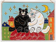 Картинка Панно Коты на крыше керамическое декоративное авторской ручной работы КМ Ариадна КМА-ПД-08 2424680005182
