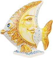 Картинка Фигурка большая на подставке Рыба Солнце и Луна керамическая декоративная авторской ручной работы КМ Ариадна КМА-ФД-10 2424680005670