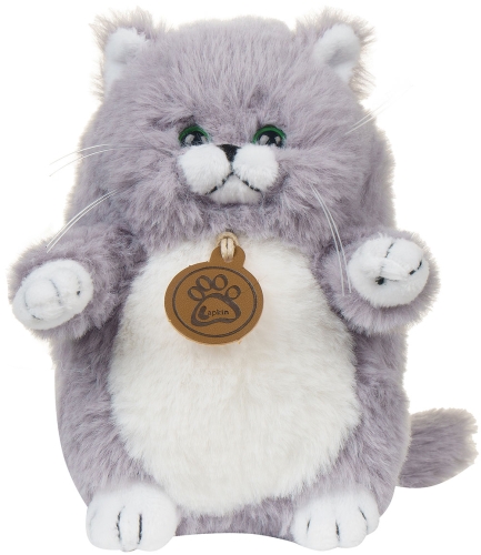 Картинка Игрушка мягкая Толстый кот 16 см (серый) Lapkin AT365235 4627093652358