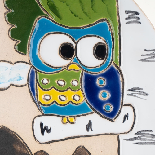 Картинка Тарелка панно Совы на дереве керамическая декоративная авторской ручной работы КМ Ариадна КМА-ТД-02 2424680005014 фото 4