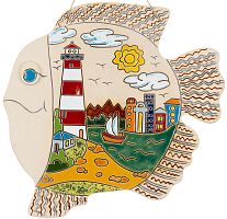 Картинка Панно БОЛЬШОЕ Рыба Маяк керамическое декоративное авторской ручной работы КМ Ариадна КМА-ПД-05 2424680005151