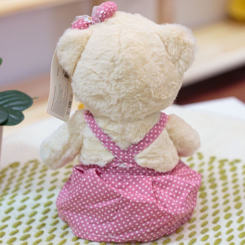Картинка Мягкая игрушка Медведь 40 см в красно-розовом сарафане ТО-МА-ТО DL404012102R 4610136044852 фото 2