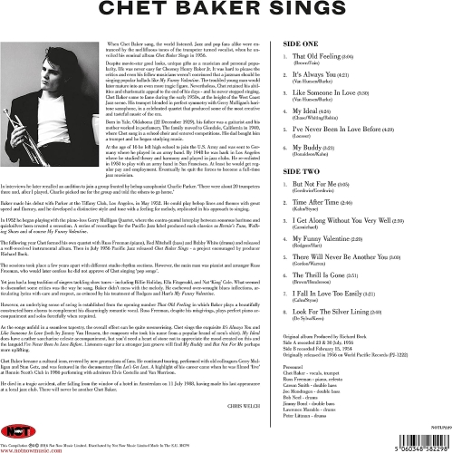 Картинка Chet Baker Chet Baker Sings Blue Vinyl (LP) Not Now Music 401422 5060348582298 фото 2