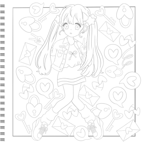 Картинка Раскраска скетчбук OUTLINES Anime Love Манга и аниме 240A 2424680006950 фото 3