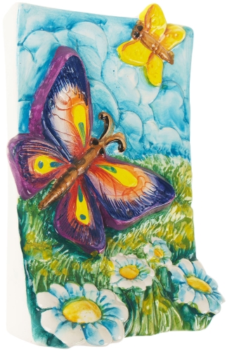 Картинка Панно Бабочка с ромашками керамическое декоративное авторской ручной работы КМ Ариадна КМА-ПД-36 2424680005601 фото 4