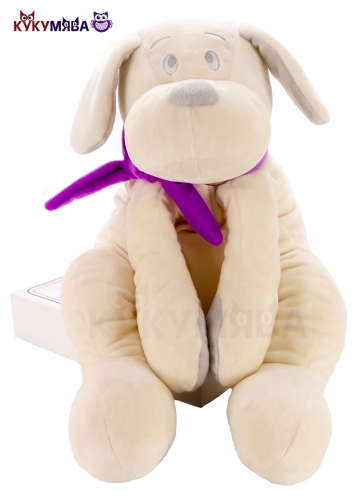 Картинка Игрушка мягкая Собака 45 см (белая/фиолетовая) Lapkin AT365212 4627093652129 фото 5