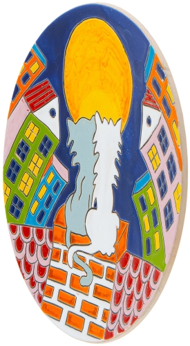 Картинка Тарелка панно Коты на крыше керамическая декоративная авторской ручной работы КМ Ариадна КМА-ТД-01 2424680005007 фото 3